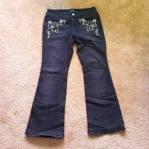 WHBM - Black Jeans Bootcut with rhinestones 4P